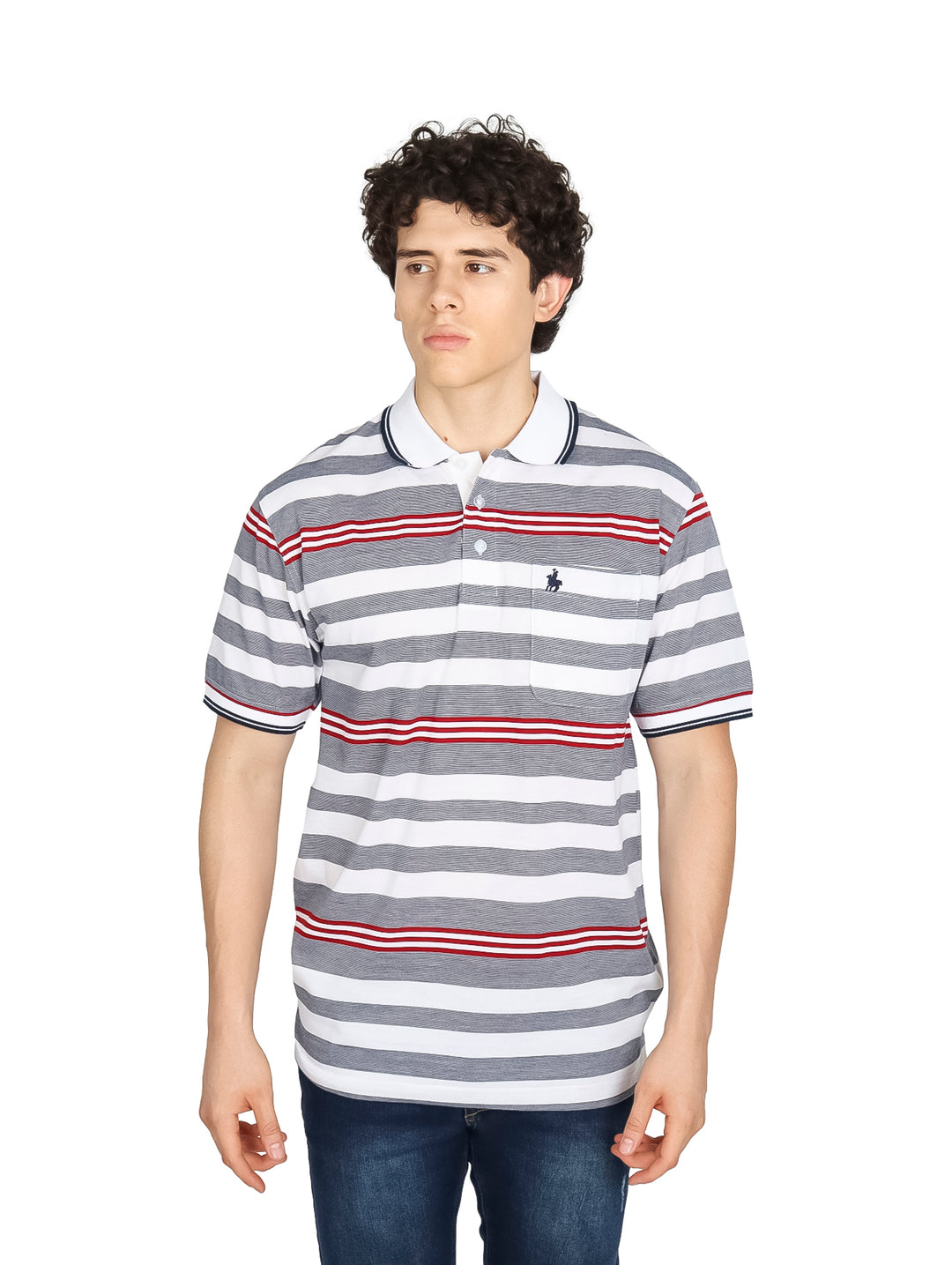 Playera Polo Palm Beach Rayas Blanco para Hombre