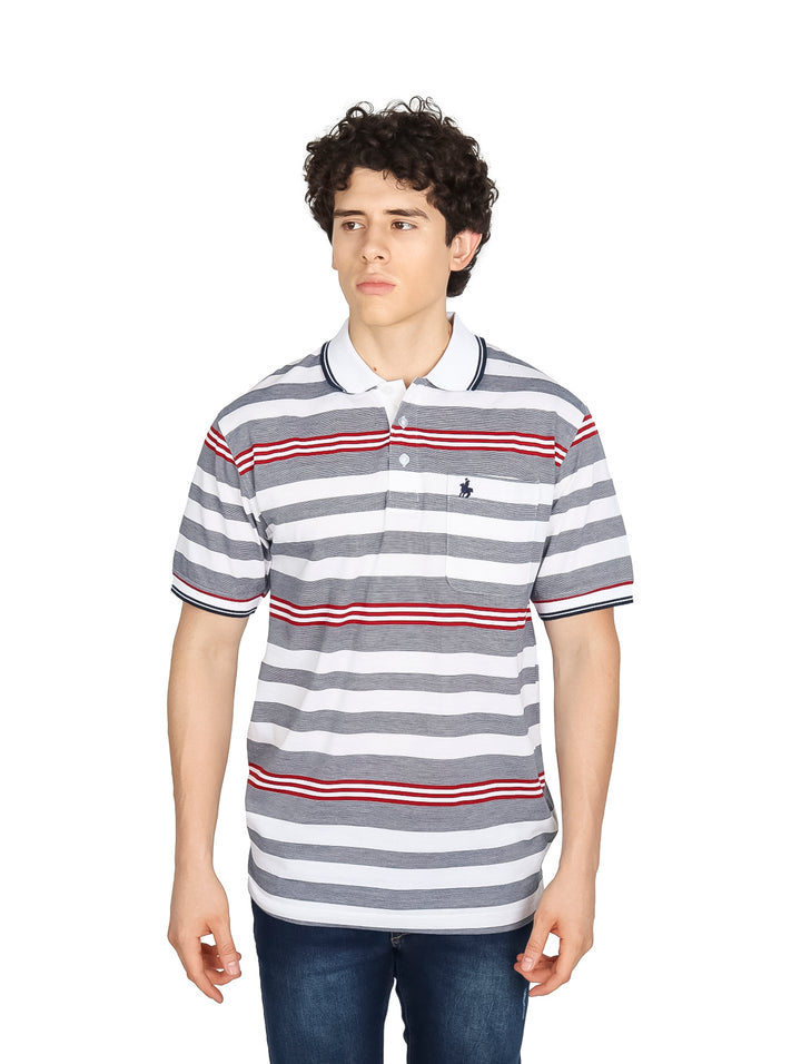 Playera Polo Palm Beach Rayas Blanco para Hombre