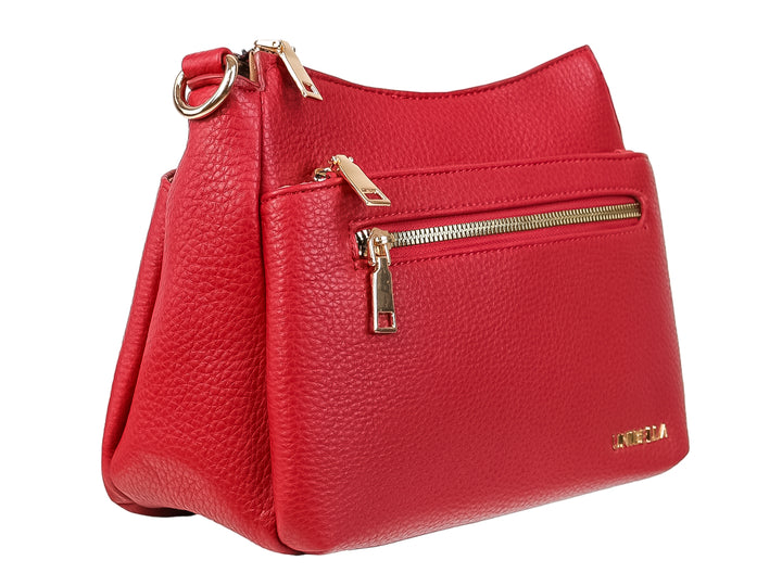 Bolso de mano color negro marca UNIBELLA con asas anudadas y detalle de bolsillo frontal.