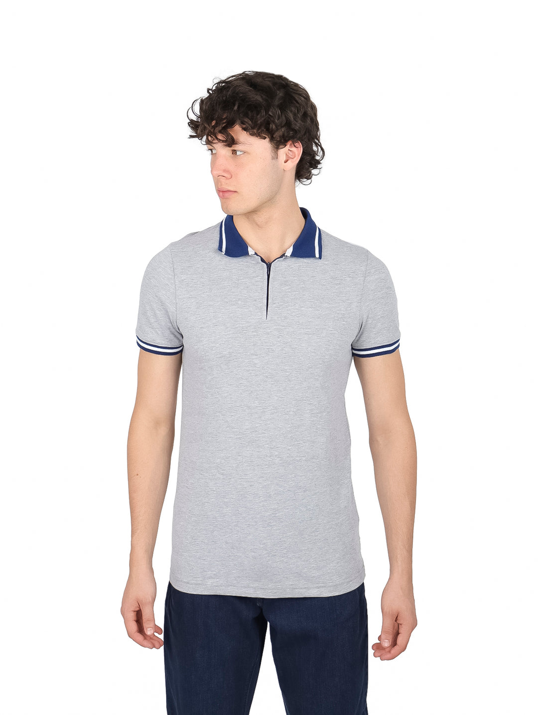 Playera Polo G.American Gris Jaspe para Hombre