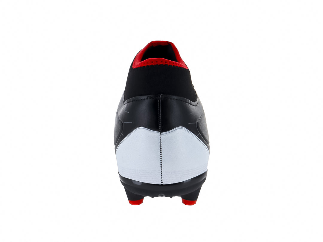 Calzado de fútbol Furia Speed con degradado de negro a rojo y detalles blancos.