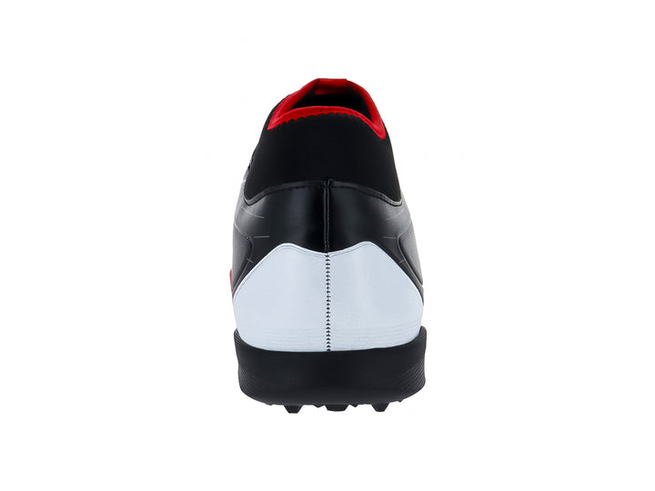Zapato de fútbol FURIA SPEED TF en color negro con degradado a rojo y detalles en blanco.