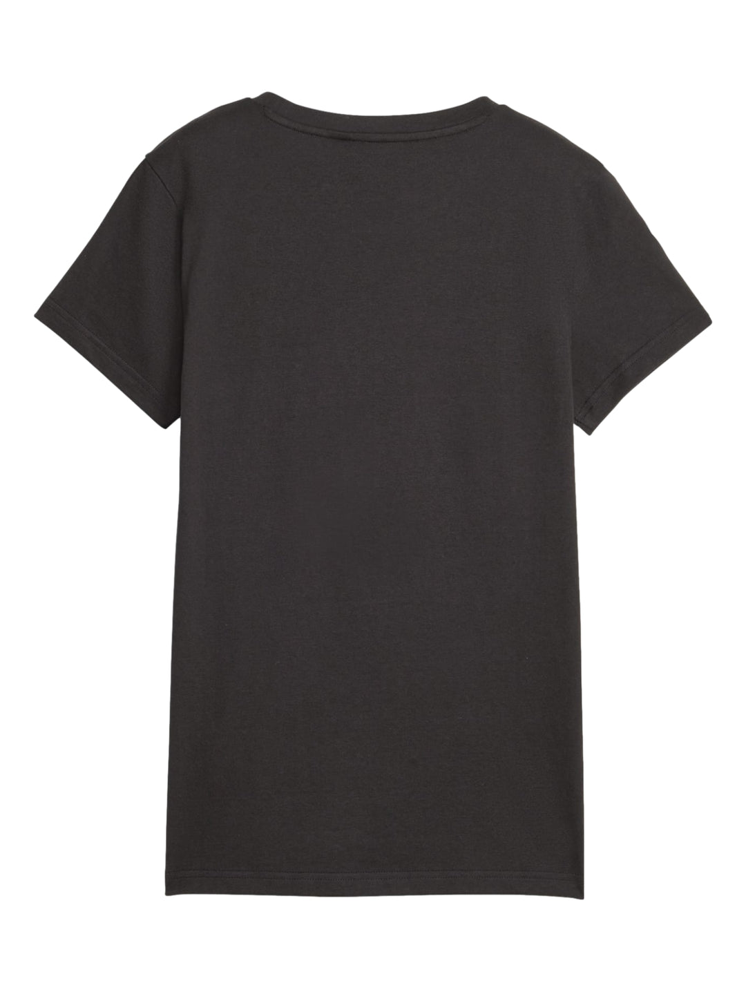 Mujer vistiendo una playera PUMA Better Essentials de color negro con logotipo blanco en el pecho.