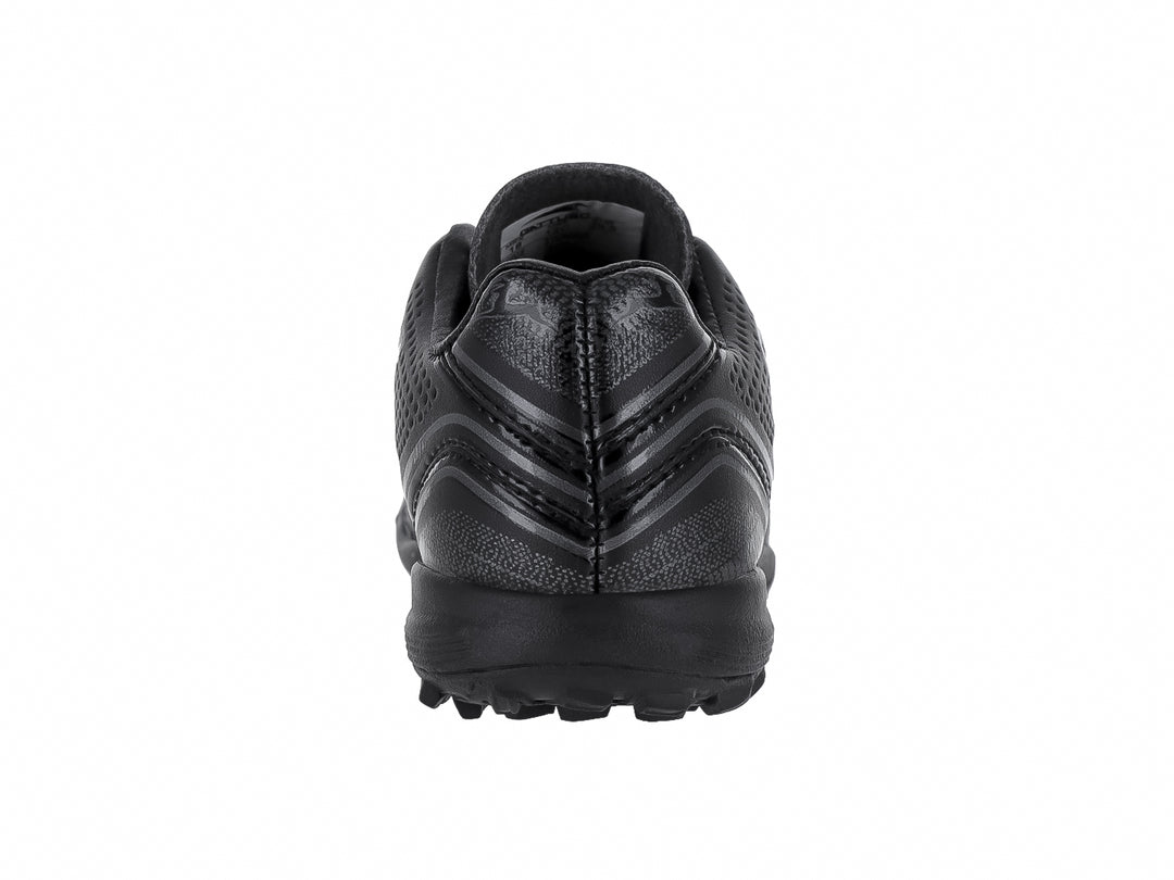 Zapato de fútbol sintético GATTUSO color negro con detalles en gris y suela para pasto sintético.