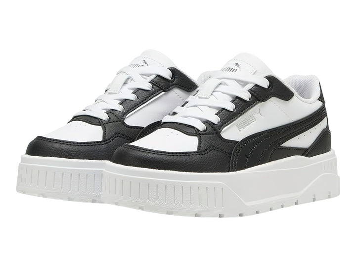 Tenis Puma Carmen II Idol en colores blanco y negro con suela de plataforma blanca.