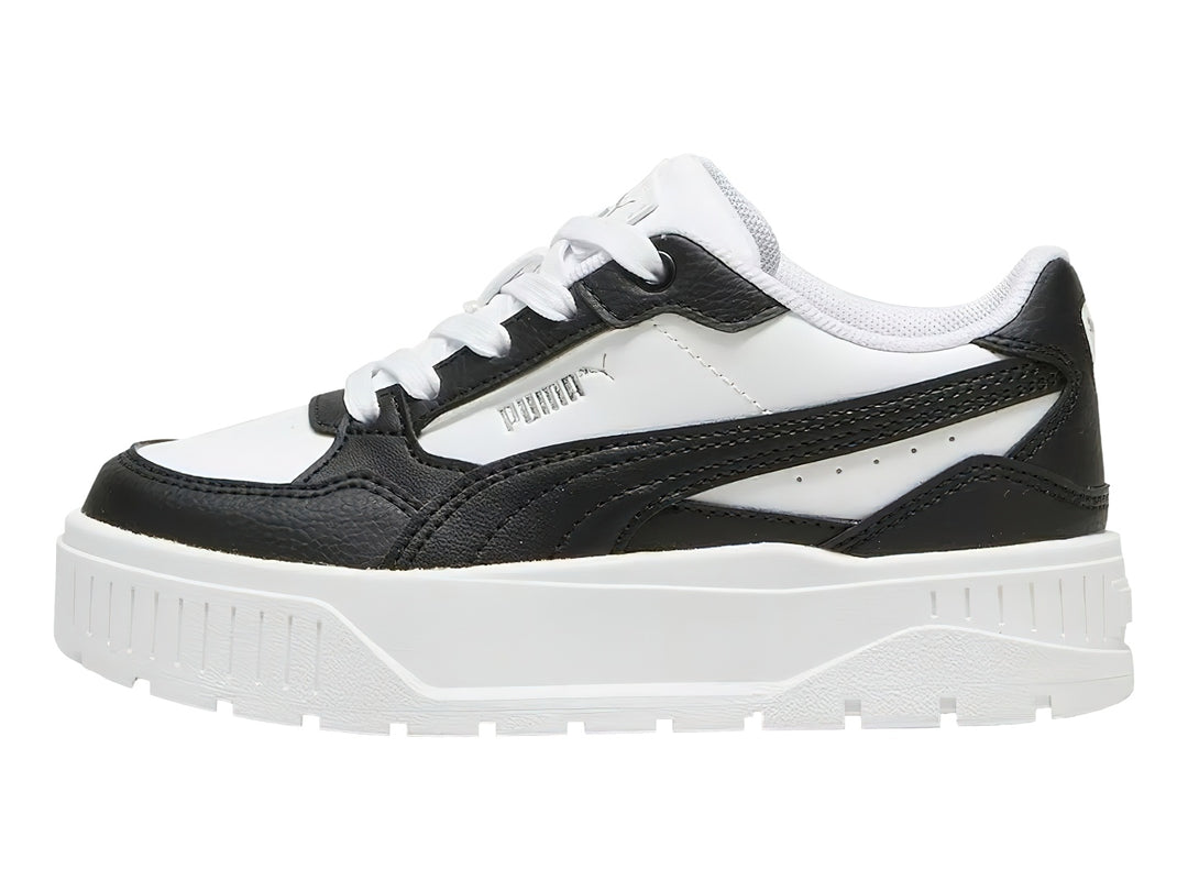 Tenis Puma Carmen II Idol en colores blanco y negro con suela de plataforma blanca.