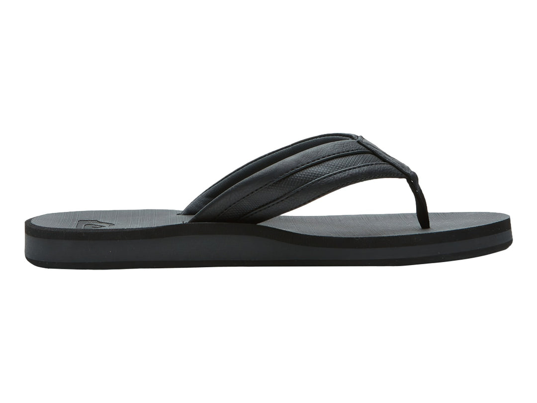 Sandalia de dedo Quiksilver Carver Squish en color negro, vista lateral sobre fondo blanco.