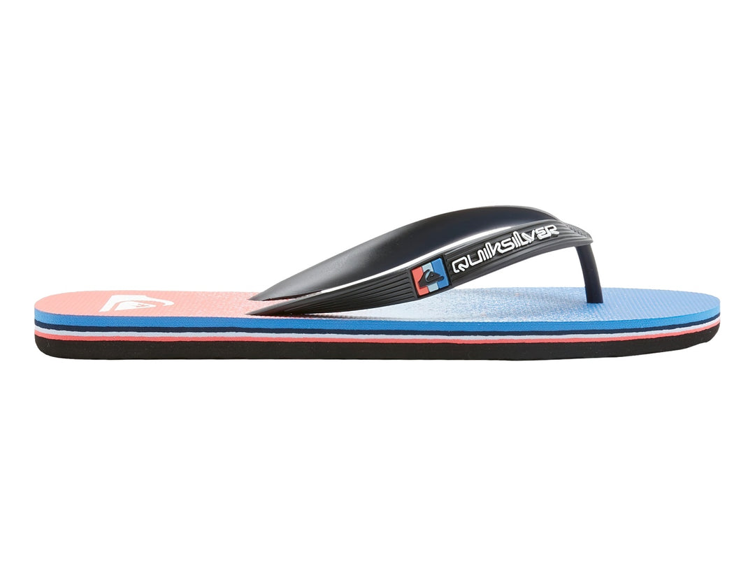 Sandalias Quiksilver Molokai Art II en colores azul, rojo y blanco con correa negra.