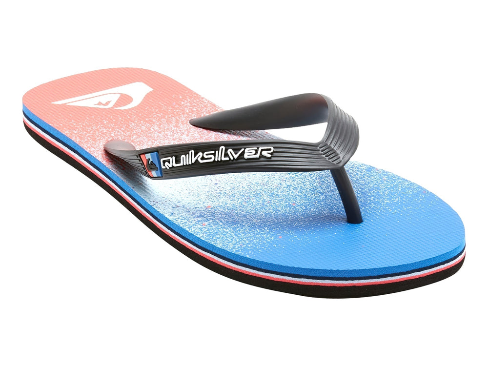 Sandalias Quiksilver Molokai Art II en colores azul, rojo y blanco con correa negra.