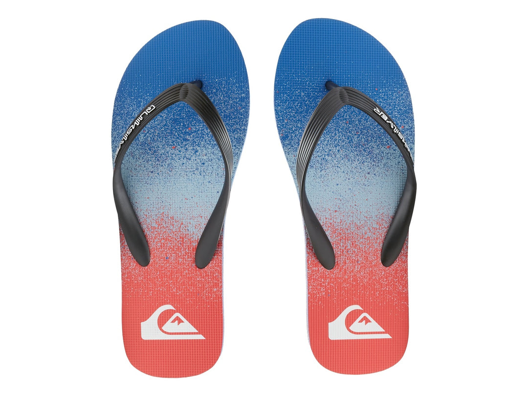 Sandalias Quiksilver Molokai Art II en colores azul, rojo y blanco con correa negra.