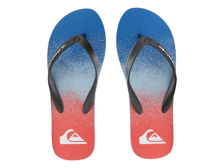 Sandalias Quiksilver Molokai Art II en colores azul, rojo y blanco con correa negra.