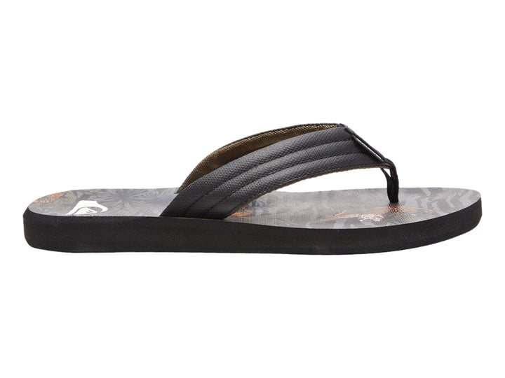 Sandalias Quiksilver color negro con estampado gris en la plantilla y tiras negras.
