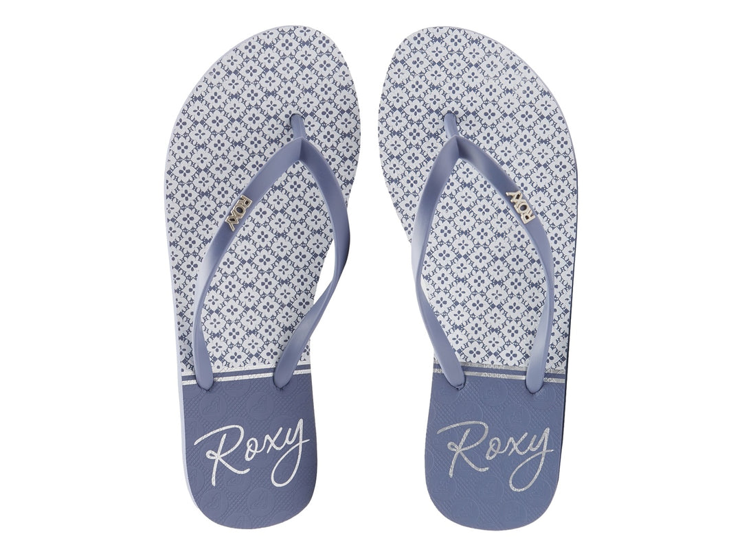 Sandalias de dedo color azul depths marca Roxy para mujer.