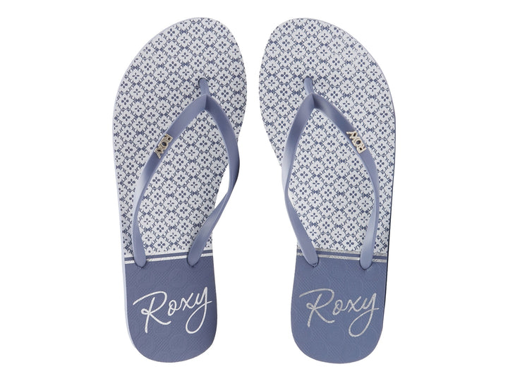 Sandalias de dedo color azul depths marca Roxy para mujer.