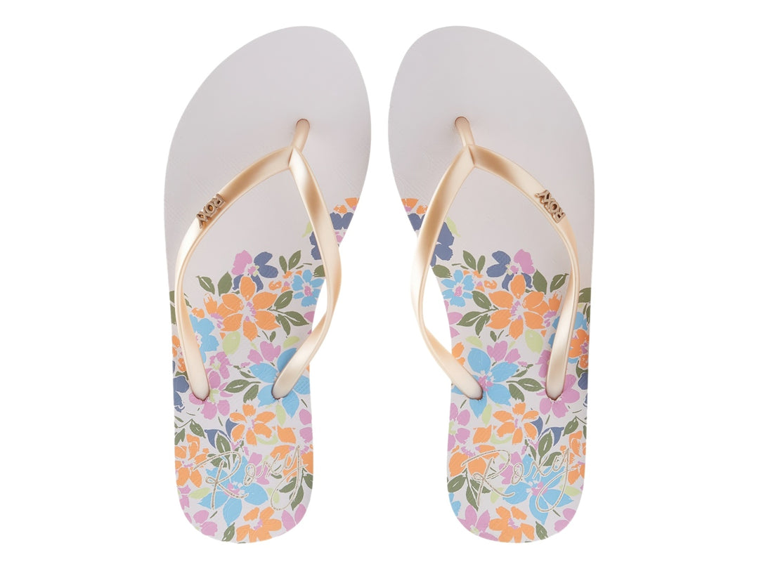 Sandalias Roxy Viva Stamp II Blanco y Turquesa para Mujer