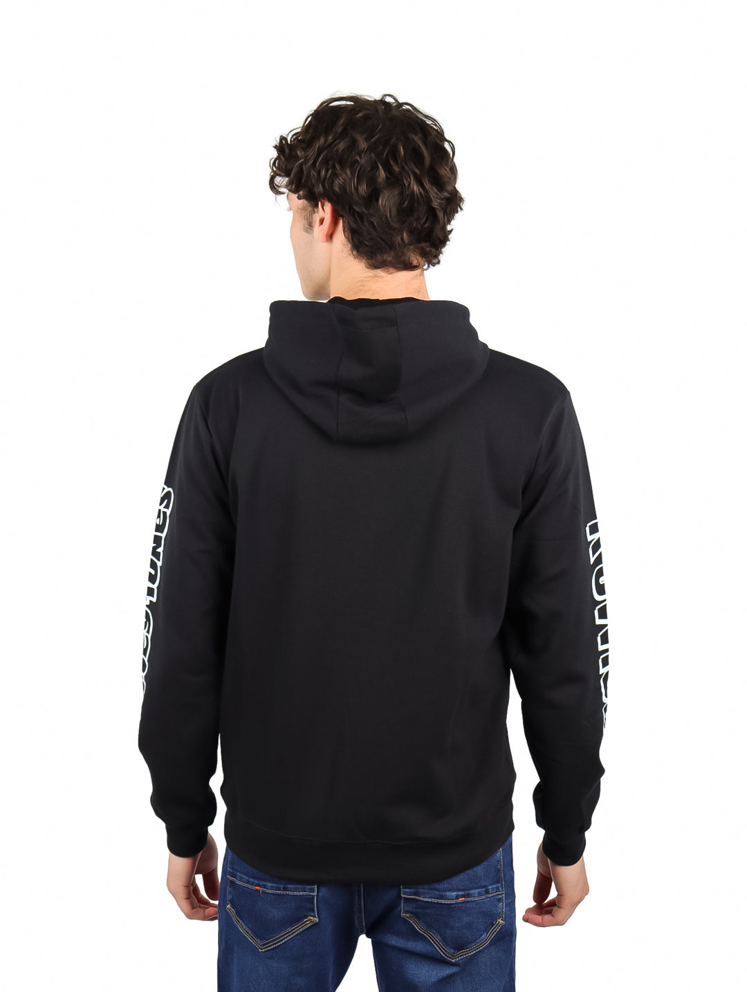 Sudadera negra con capucha y diseño de Looney Tunes en el pecho y manga.