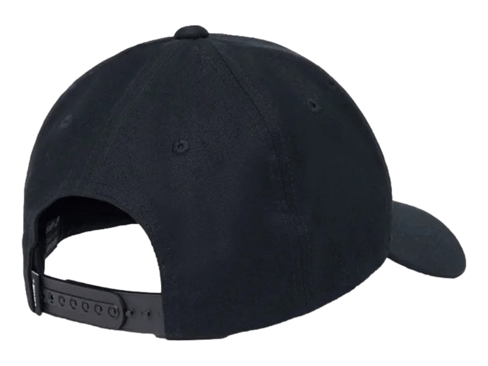 Gorra negra de la marca Vans con visera y logo frontal en relieve.