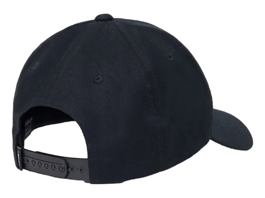 Gorra negra de la marca Vans con visera y logo frontal en relieve.