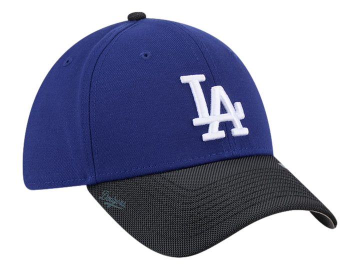 Gorra New Era de los Dodgers de Los Ángeles en color azul con visera negra y logo blanco frontal.