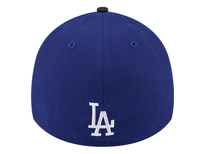 Gorra New Era de los Dodgers de Los Ángeles en color azul con visera negra y logo blanco frontal.