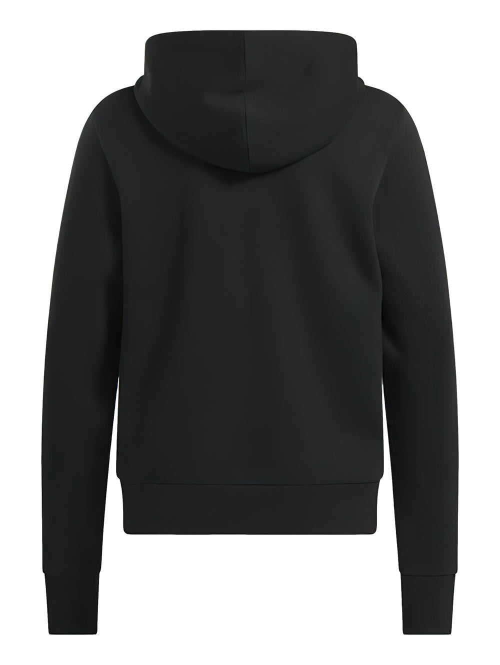 Sudadera con capucha color negro de la marca Reebok con logotipo grande en color blanco en el pecho.