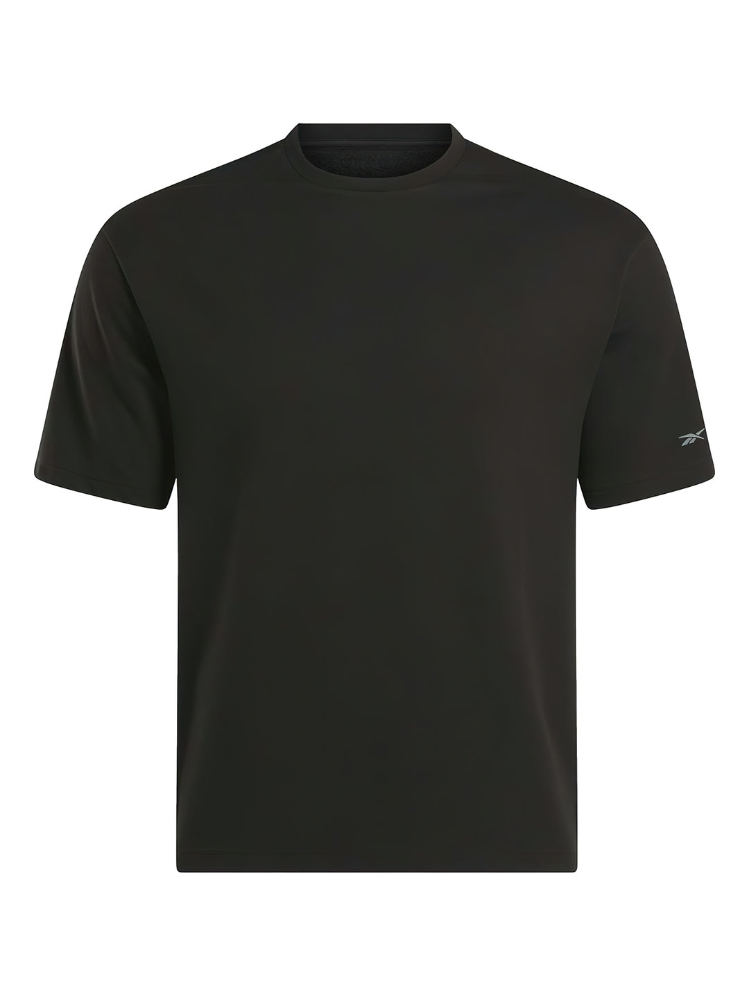 Camiseta deportiva Reebok de color negro con cuello redondo y manga corta.