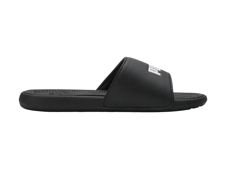 Sandalia PUMA Cool Cat 2.0 JR en color negro con logotipo blanco en la banda superior.