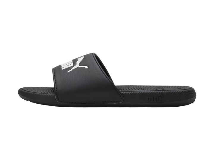Sandalia PUMA Cool Cat 2.0 JR en color negro con logotipo blanco en la banda superior.
