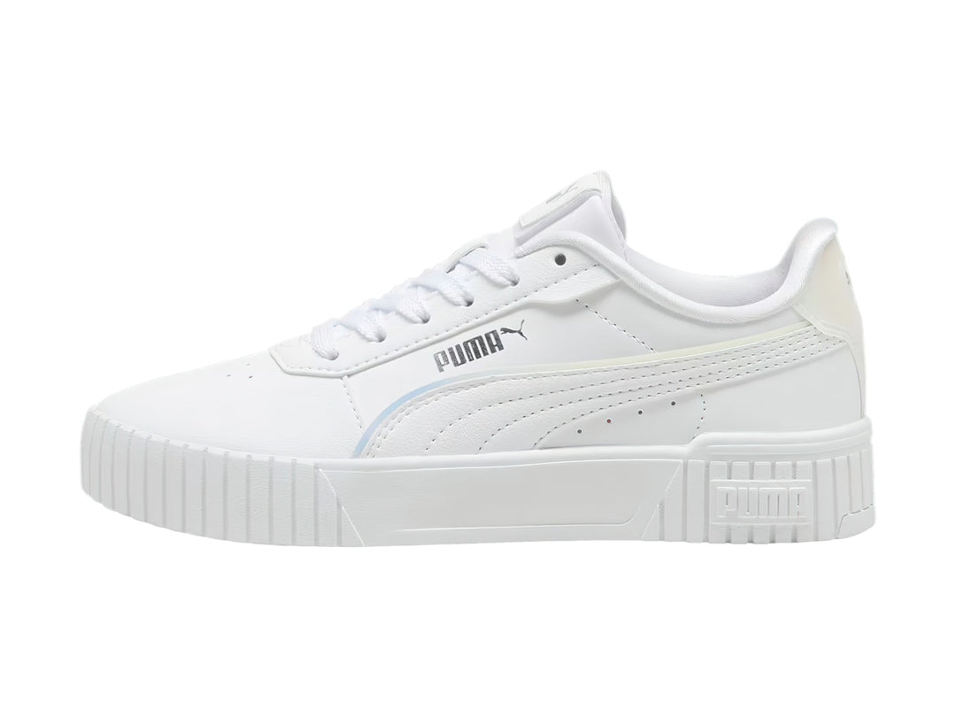 Tenis PUMA Carina 2.0 Holo Blanco y Plata para Niña