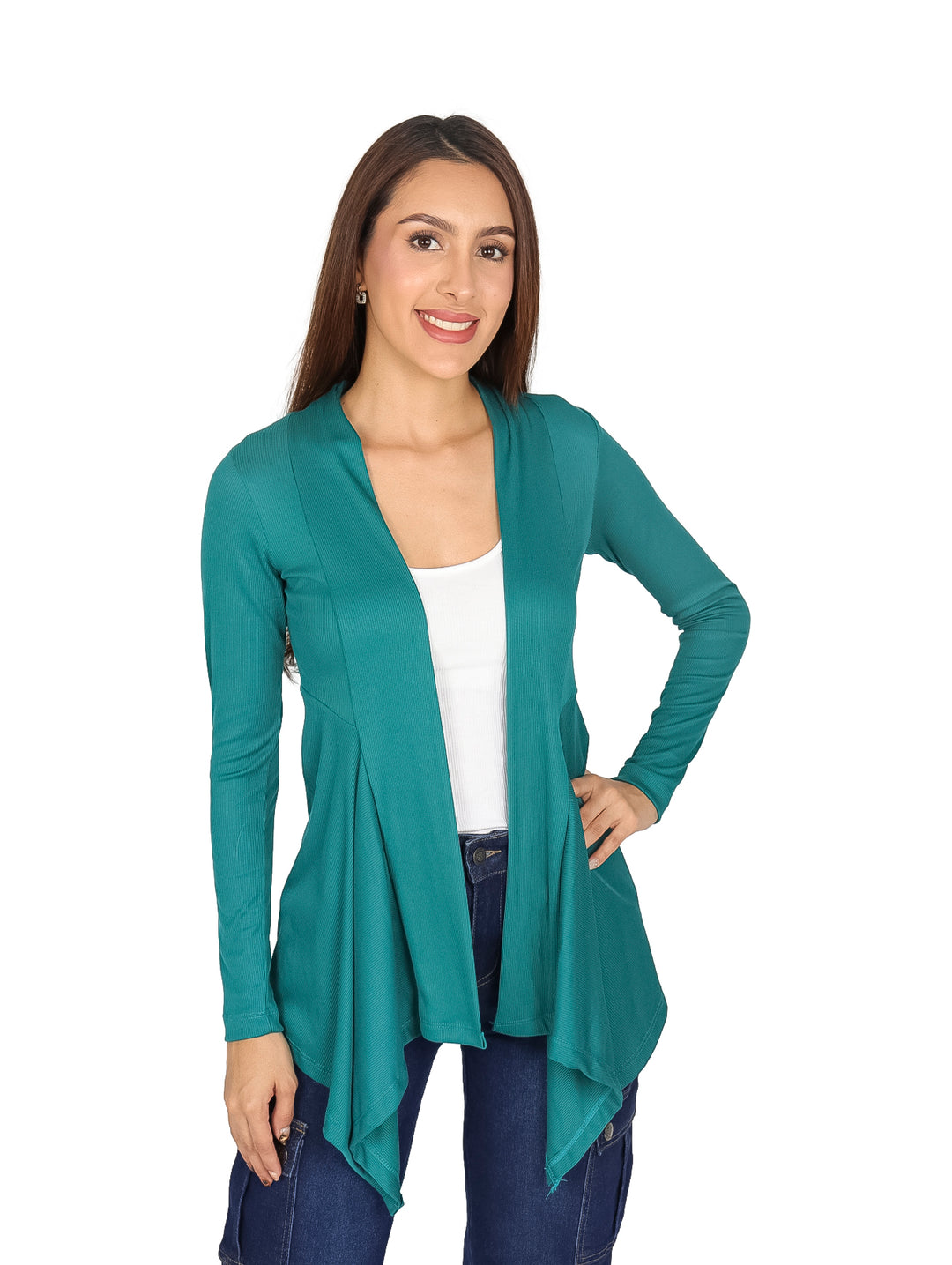 Cárdigan Fashion Teens Verde Esmeralda para Mujer