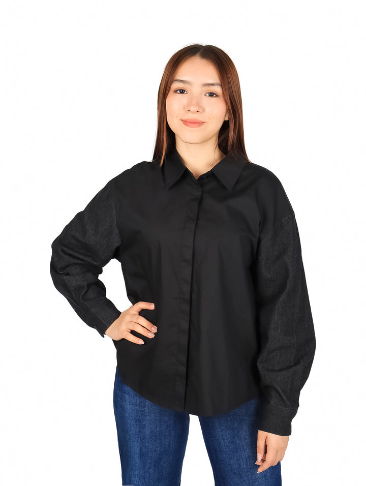 Camisa HS de Mezclilla Negro para Mujer