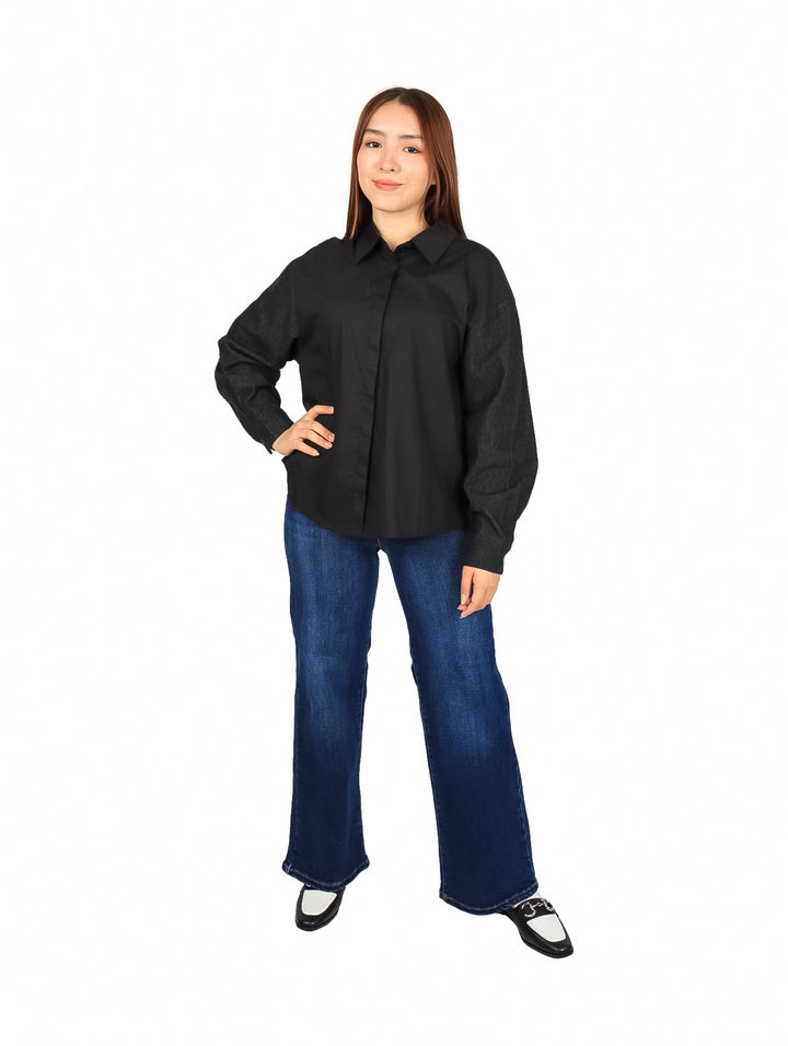 Camisa HS de Mezclilla Negro para Mujer