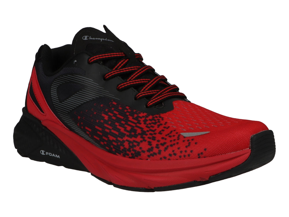 Zapato deportivo Champion en colores negro y rojo con suela amortiguada C-Foam.