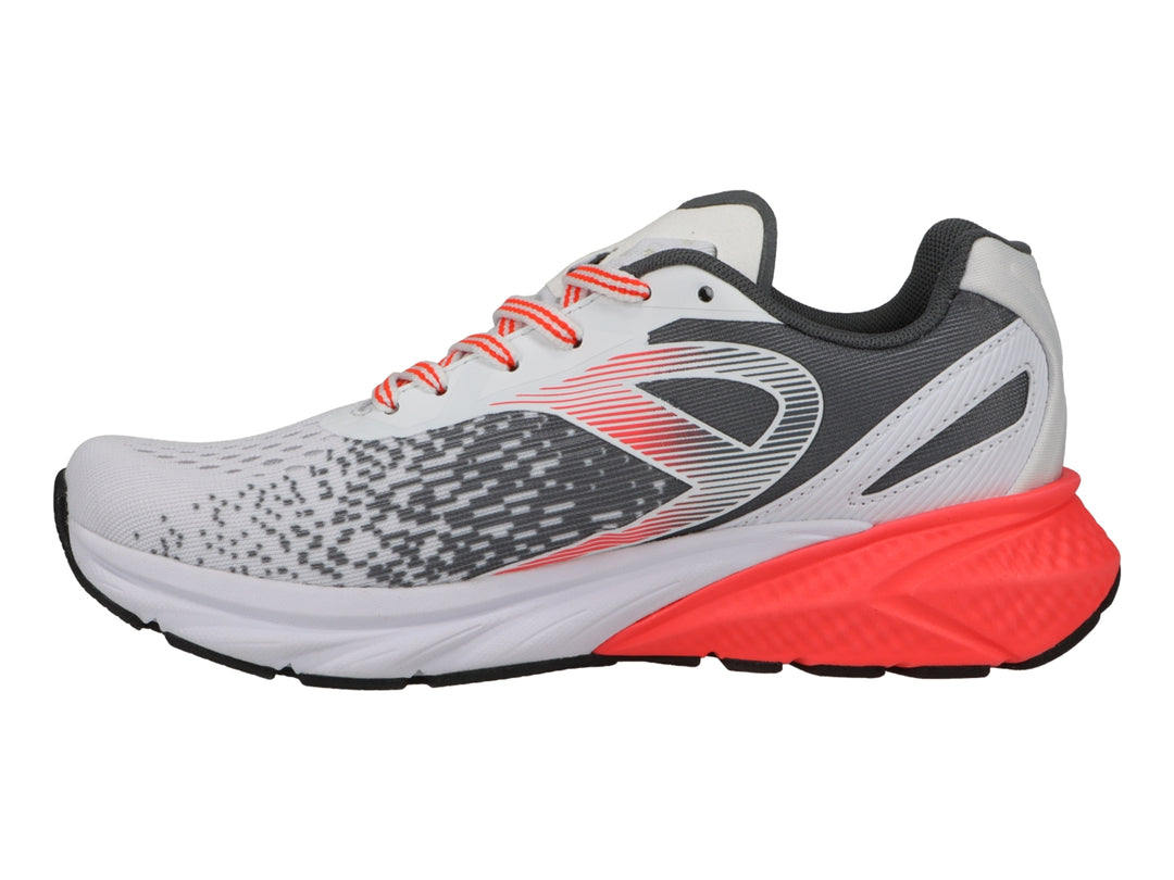 Tenis deportivos Champion color blanco con detalles en gris y suela roja.