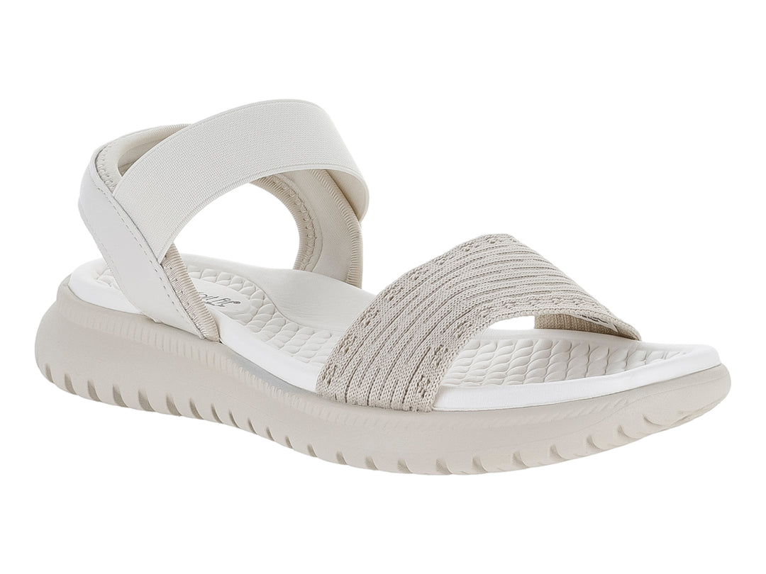 Sandalia beige Comfort Fit con suela gruesa y correas de tela.