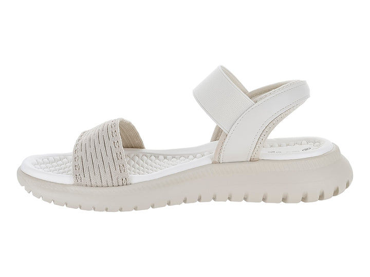 Sandalia beige Comfort Fit con suela gruesa y correas de tela.