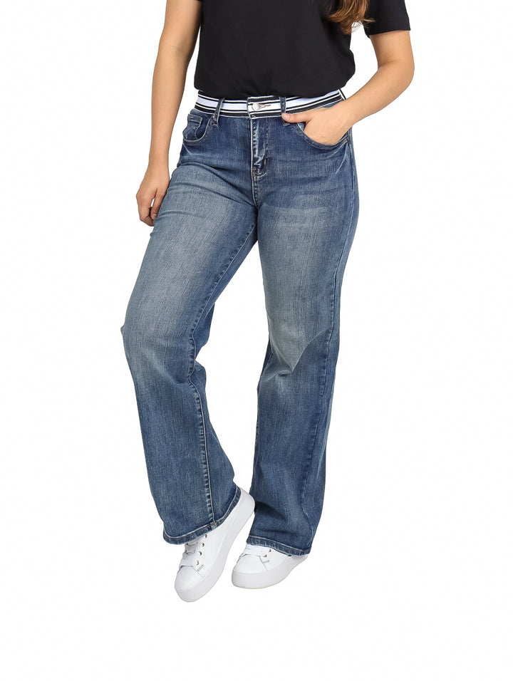 Jeans Michelle Ferrar Wide Leg Color Stone para Mujer