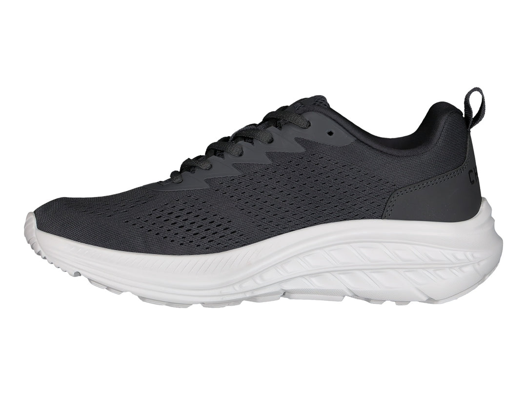 Tenis deportivos Charly color gris oxford con suela blanca y tejido transpirable.