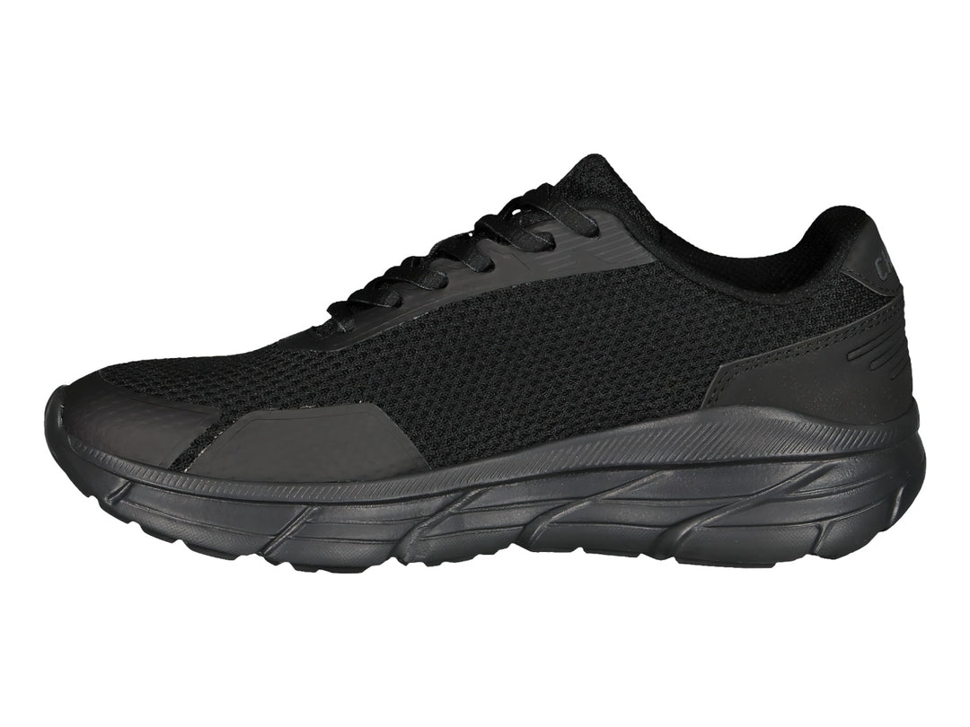 Tenis deportivos Charly color negro total con malla transpirable y suela robusta.