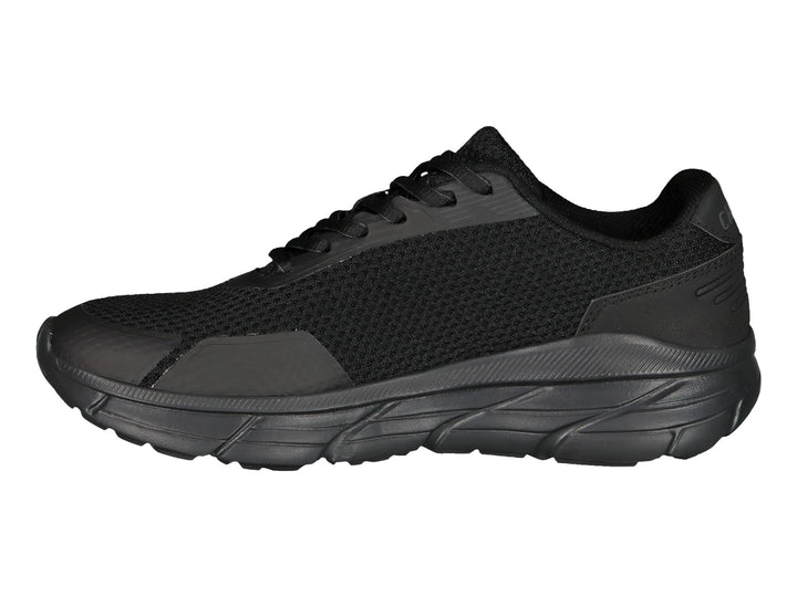 Tenis deportivos Charly color negro total con malla transpirable y suela robusta.