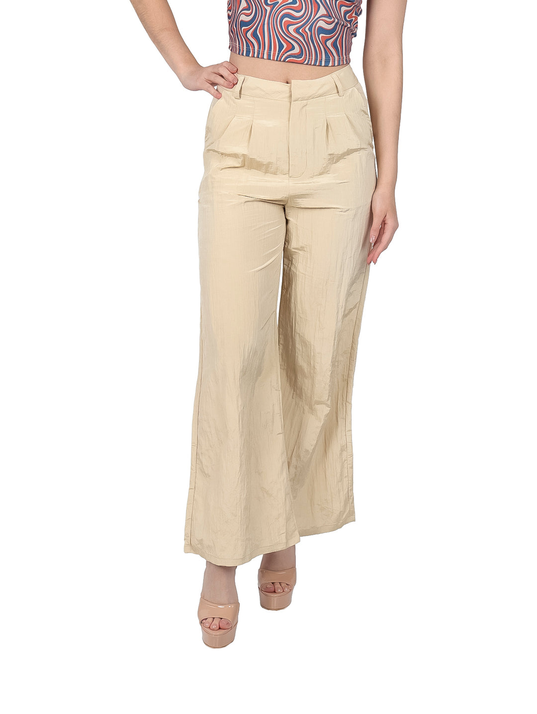 Pantalón Ancho Crepé ATOK Color Arena para Mujer