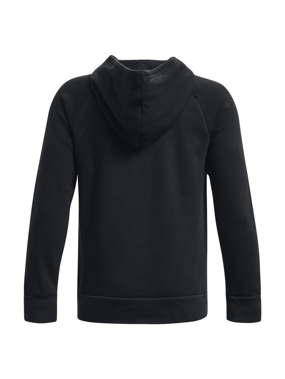 Sudadera deportiva Under Armour de color negro con capucha y logotipo blanco en el pecho.