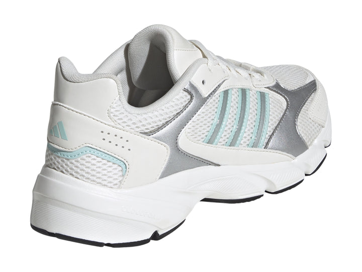 Tenis Adidas Crazychaos 2000 en color blanco y plateado con detalles en azul claro y suela blanca.