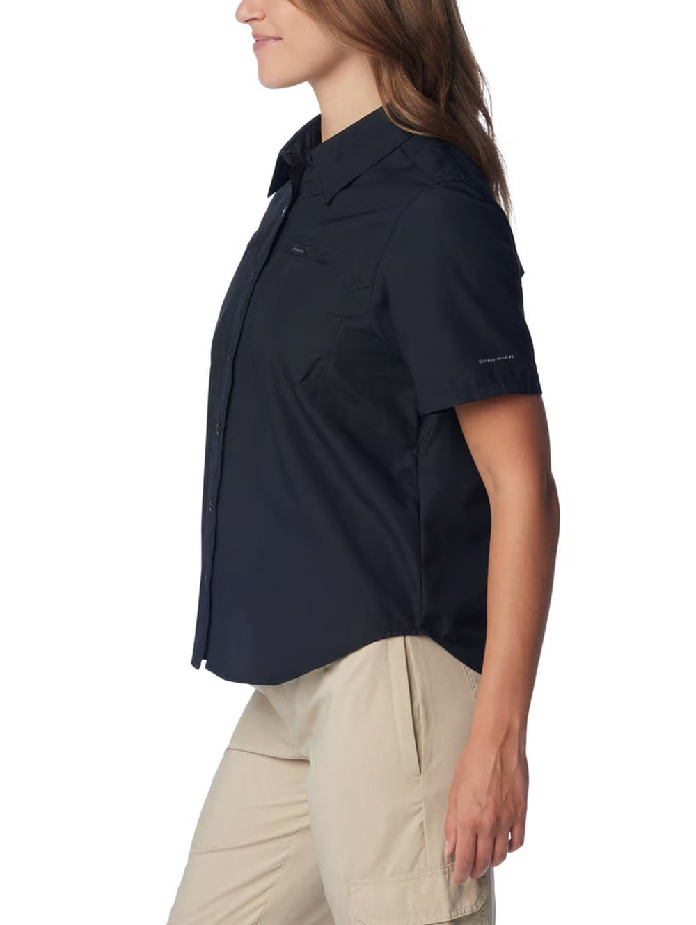 Camisa Columbia Silver Ridge 3.0 de manga corta en color negro para mujer.