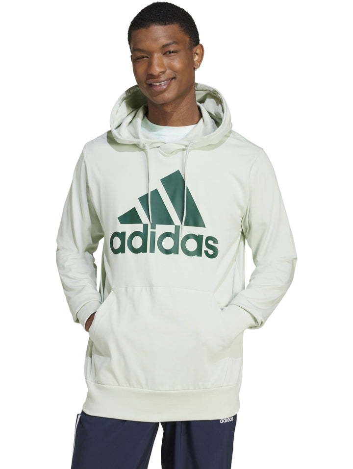 Sudadera Adidas color verde claro con capucha y logotipo en el pecho.