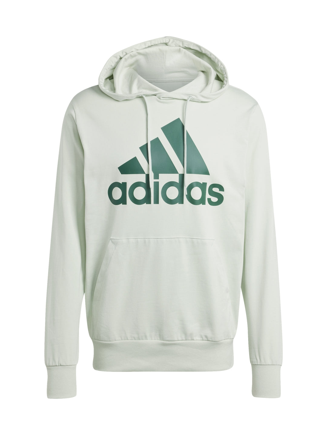 Sudadera Adidas color verde claro con capucha y logotipo en el pecho.
