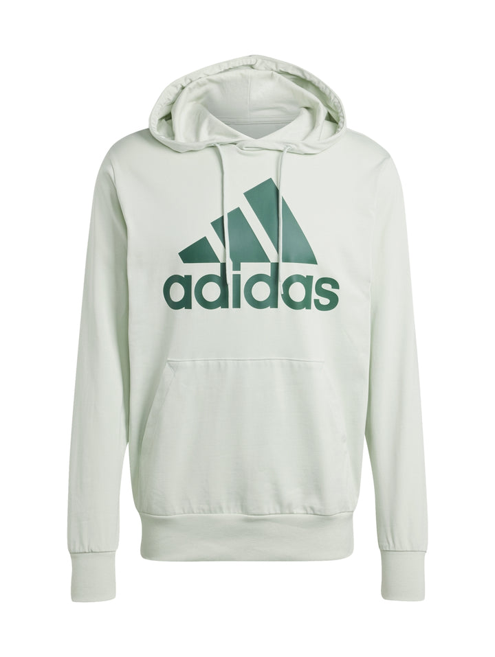 Sudadera Adidas color verde claro con capucha y logotipo en el pecho.