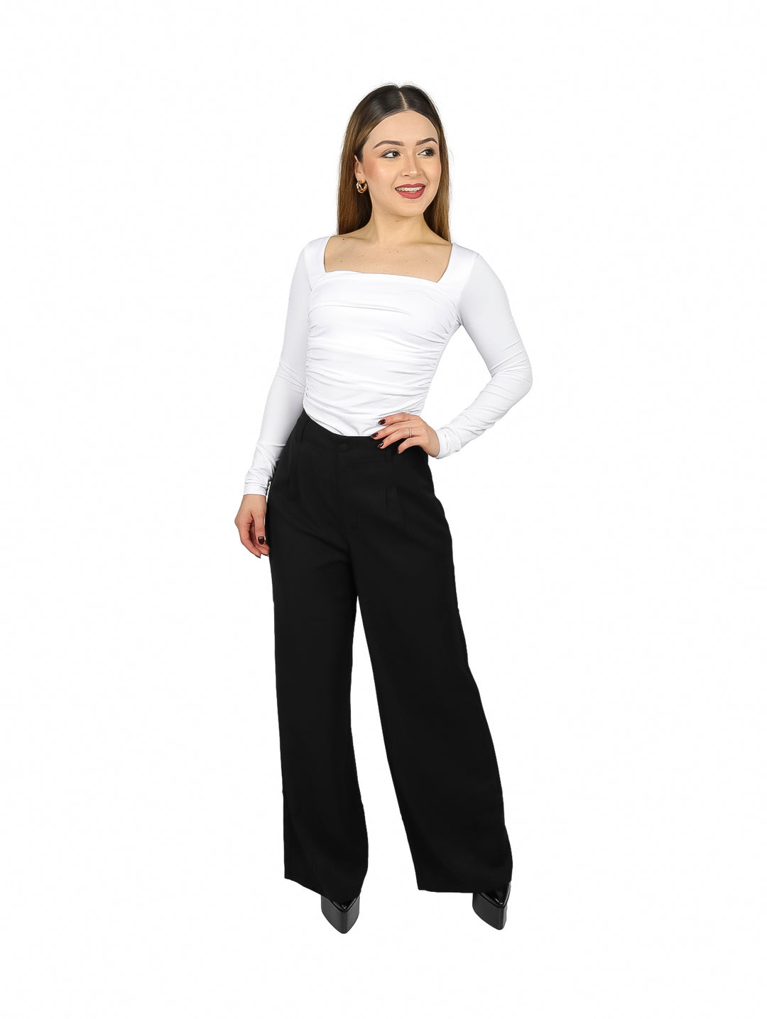 Pantalón de Vestir Ancho ATOK Negro para Mujer