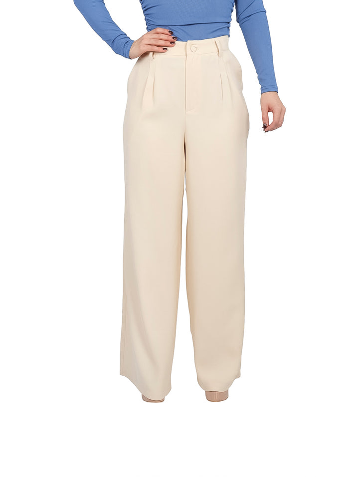 Pantalón de Vestir Ancho ATOK Color Arena para Mujer