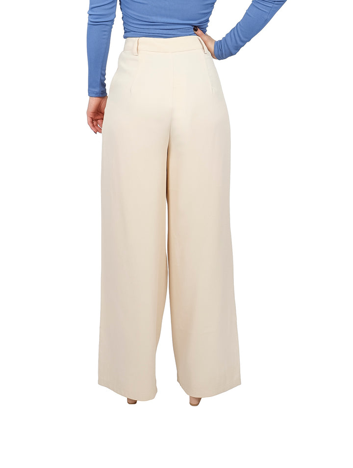 Pantalón de Vestir Ancho ATOK Color Arena para Mujer